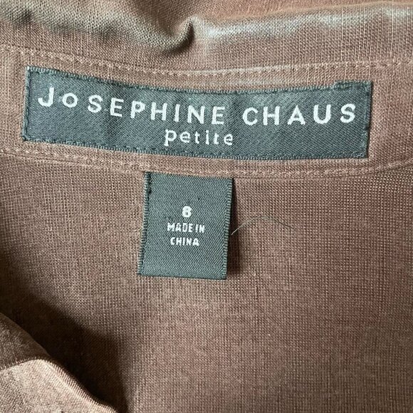 Vintage Josephine Chaus Brown Silk Linen Blouse Button Up Womens Size Medium - Picture 4 of 6